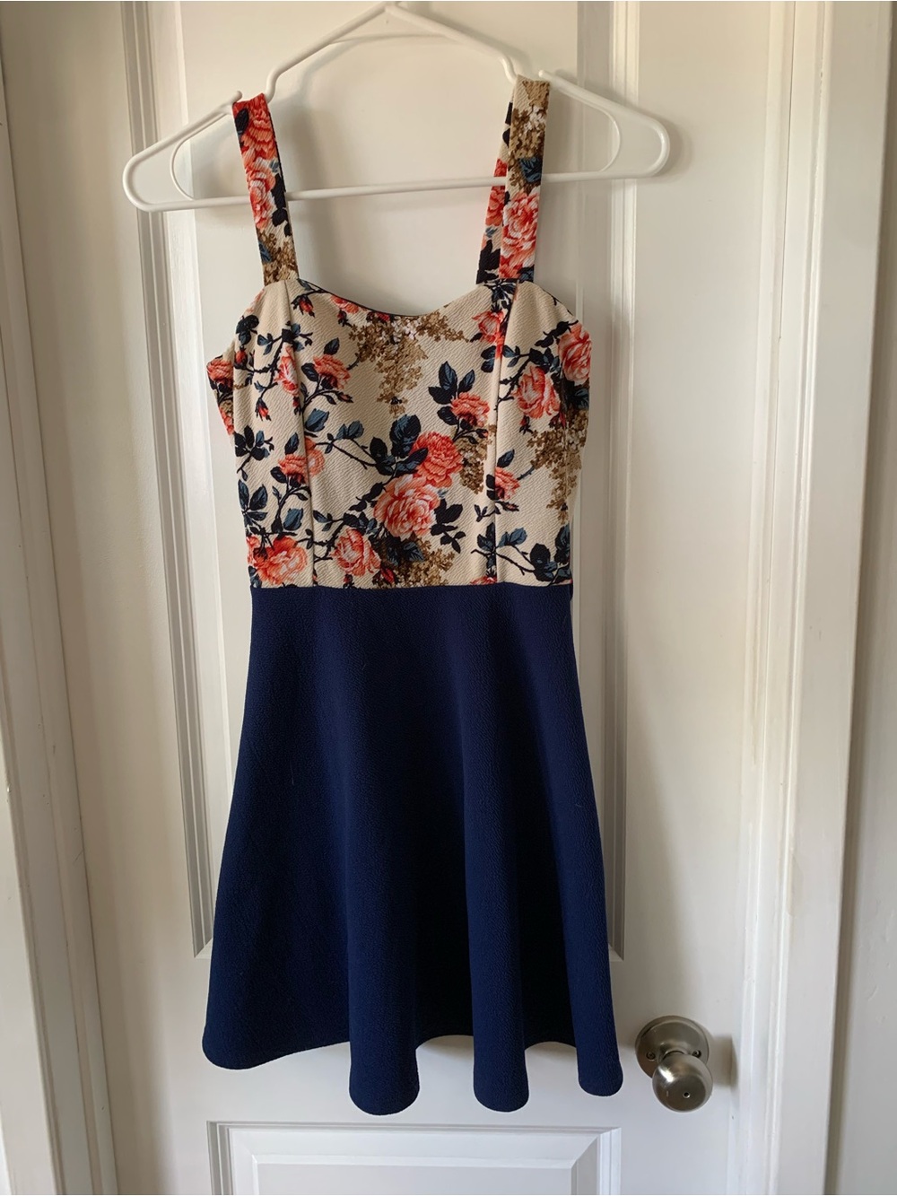 Papaya Navy & Cream Floral Fit-and-Flare Dress